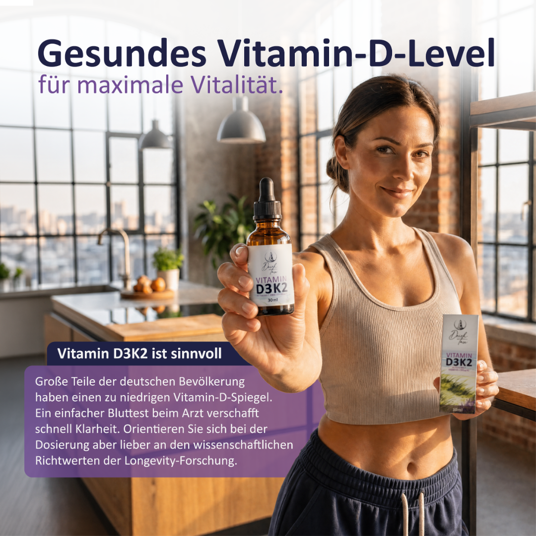 Deichtau Vitamin D3K2 - Hochdosiert mit 5000IE D3 und 100µg K2