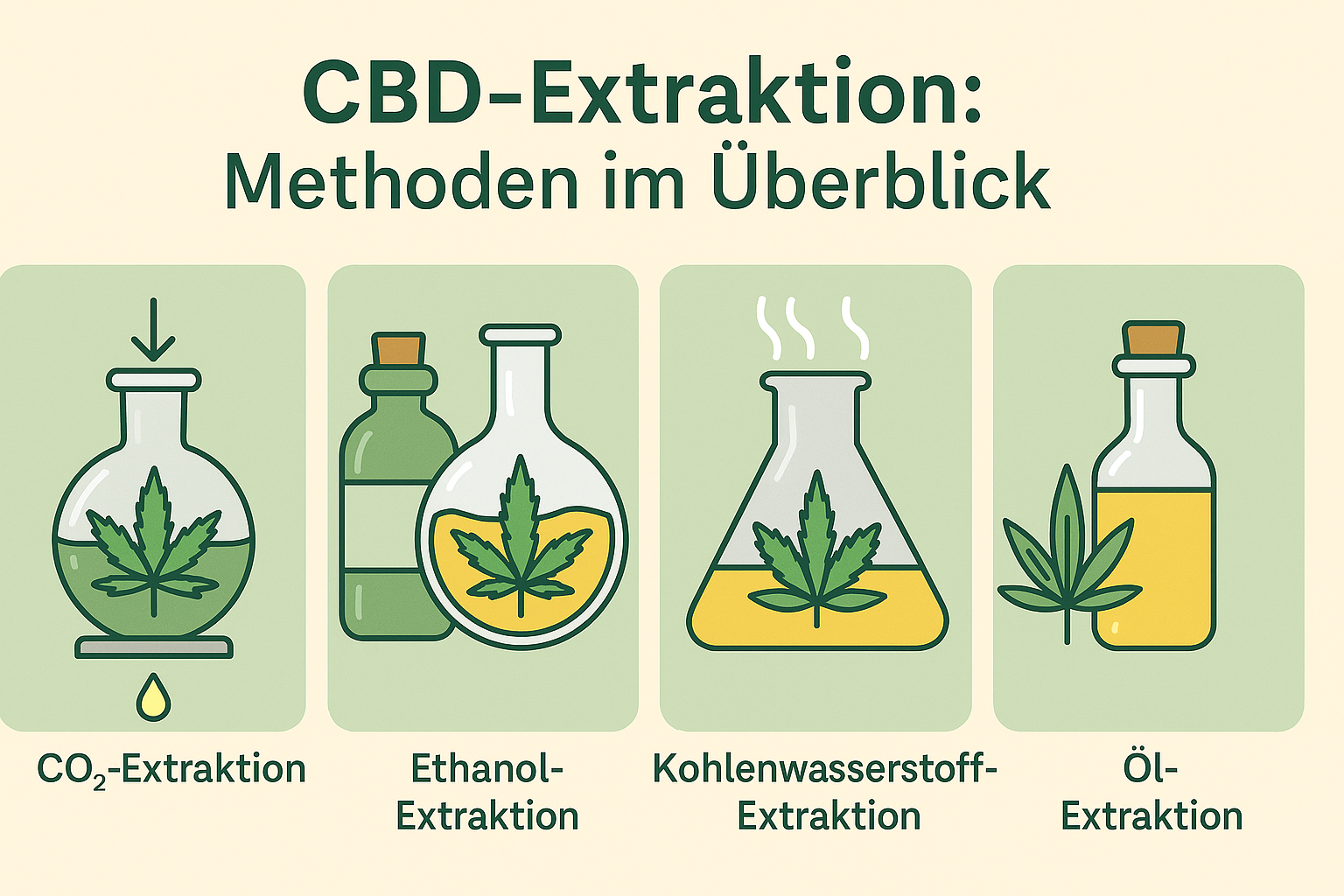 Von CO₂ über Ethanol bis Kaltpressung: Entdecken Sie, wie CBD aus Hanf extrahiert wird – mit Vorteilen, Risiken und Empfehlungen für höchste Qualität.